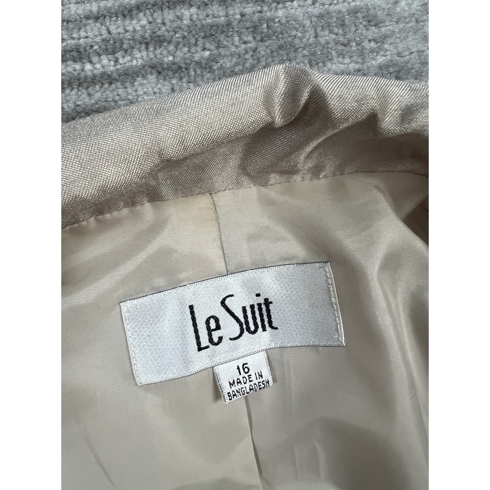 Le Suit Jacket Womens 16 Beige‎ Button Front Lined Polyester Career - Picture 12 of 14